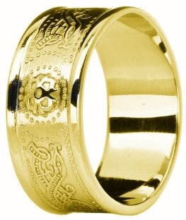 Mens Gold Celtic "Warrior" Band Ring 9mm Width