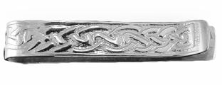 14K White Gold Solid Silver Celtic Money / Tie Clip