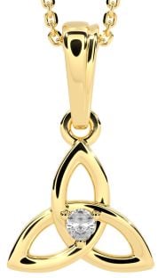 Gold Genuine Diamond .06cts Celtic Knot Pendant Necklace - April Birthstone