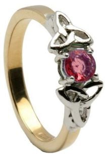 10K/14K18K Two Tone Yellow and White Gold Genuine Ruby Engagement Ring