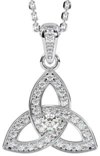 White Gold Genuine Diamond .25cts "Celtic Knot" Pendant Necklace