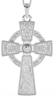 Mens Extra Large Silver "Warrior" Celtic Cross Pendant Necklace