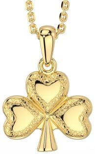 14K Gold Solid Silver Irish Shamrock Pendant Necklace
