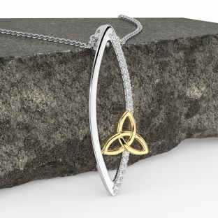 14K Gold Silver Diamond Celtic Pendant Necklace