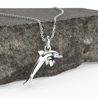 Silver Irish Dolphin Pendant Necklace