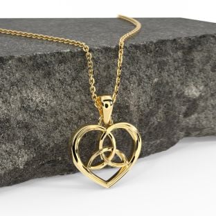 14K Gold coated Solid Silver Irish Celtic Knot Heart Pendant Necklace