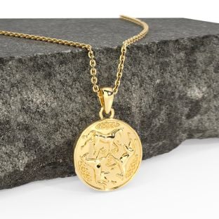 14K Gold Solid Silver Irish Celtic Horse Pendant Necklace