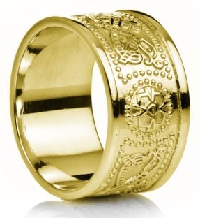 12mm Extra Wide Mens Gold Celtic "Warrior" Band Ring