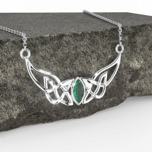 Silver Emerald Celtic Necklace