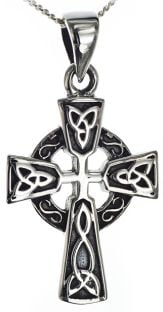 Silver Celtic Cross Knot Pendant Necklace