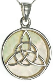 Pearl Silver Celtic Knot Pendant Necklace