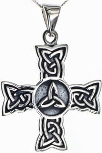 Silver Celtic Cross Knot Pendant Necklace