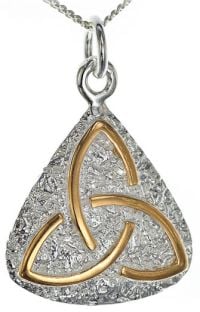 14K Gold Silver Celtic Knot Pendant Necklace