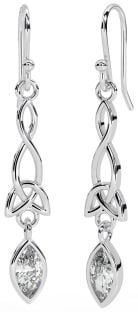 Silver Diamond Celtic Dangle Earrings