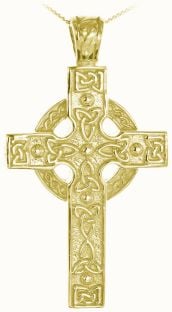 14K Gold coated Silver Heavy & Thick Celtic Knot Cross Pendant Necklace