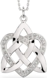 Diamond Silver Celtic Knot Heart Pendant