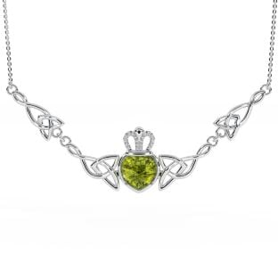Silver Irish Amber Claddagh Necklace