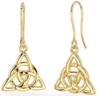 Gold Genuine Diamond Celtic Knot Dangle Earrings