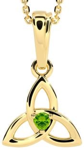 Gold Peridot .06cts Celtic Knot Pendant Necklace - August Birthstone