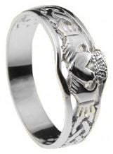 Ladies10K/14K/18K White Gold Celtic Claddagh Ring