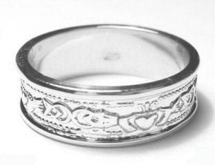 10K/14K/18K White Gold Claddagh Celtic Wedding Band Ring unisex