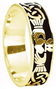 14K Gold Silver Celtic Claddagh Band Ring Ladies