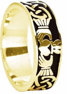 14K Gold Silver Celtic Claddagh Band Ring Unisex Mens Ladies