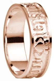 "My Darling" Ladies 14K Rose Gold Silver Claddagh Celtic Band Ring 