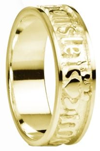 "My Darling" Ladies Yellow Gold Silver Claddagh Celtic Band Ring 