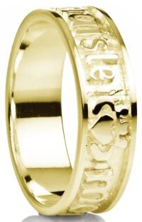 "My Darling" 14K Gold Silver Claddagh Celtic Mens Band Ring 