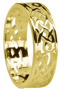 Gold Celtic Ring Unisex Band Ring Ladies Mens