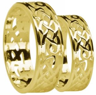 Gold Celtic Wedding Band Ring Set