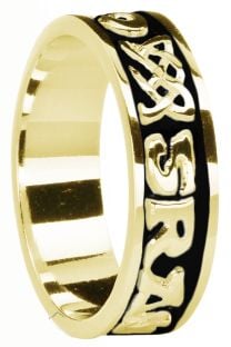 Ladies 14K Yellow Gold coated Silver "Love Forever" Celtic Band Ring 