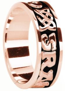 Mens Rose Gold & Black Rhodium  "Love Forever" Celtic Wedding Band Ring