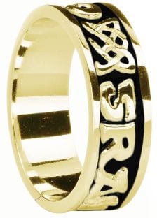 Mens Gold & Black Rhodium  "Love Forever" Celtic Wedding Band Ring