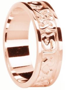 Mens Rose Gold "Love Forever" Celtic Wedding Band Ring