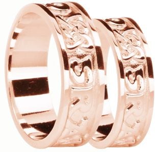 Rose Gold Celtic "Love Forever" Wedding Band Ring Set