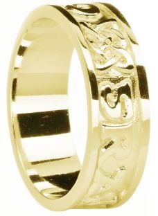 Mens Gold  "Love Forever" Celtic Wedding Band Ring