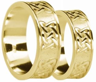 Gold Celtic "Lovers Knot" Wedding Band Rings Set