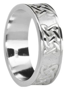 Mens White Gold Celtic "Lovers Knot " Wedding Band Ring 