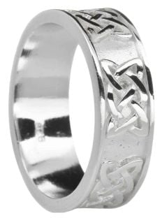 Ladies White Gold "Lovers Knot" Celtic Band Ring 