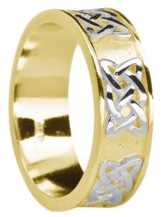 Ladies Yellow & White Gold "Lovers Knot" Celtic Band Ring 