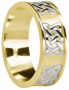 Mens Yellow & White Gold Celtic "Lovers Knot " Wedding Band Ring 