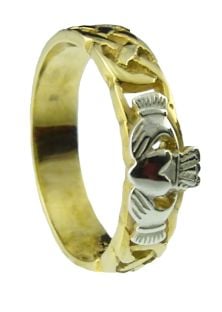 Ladies10K/14K/18K Two Tone Gold Celtic Claddagh Wedding Ring