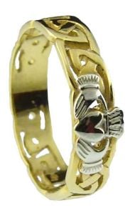 Ladies10K/14K/18K Two Tone Gold Celtic Claddagh Wedding Ring