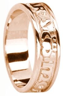 Ladies 14K Rose Gold Silver "My Soul Mate" Claddagh Celtic Band Ring 