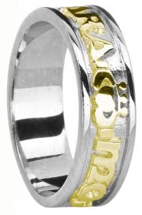 Ladies 10K/14K/18K Two Tone Gold Claddagh "My Soul Mate" Band Ring