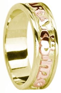 Ladies Yellow & Rose Gold Claddagh "My Soul Mate" Band Ring 