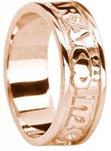 Mens 14K Rose Gold Silver "My Soul Mate "Claddagh Celtic Band Ring 