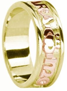 Mens Yellow and Rose Gold Claddagh "My Soul Mate" Band Ring